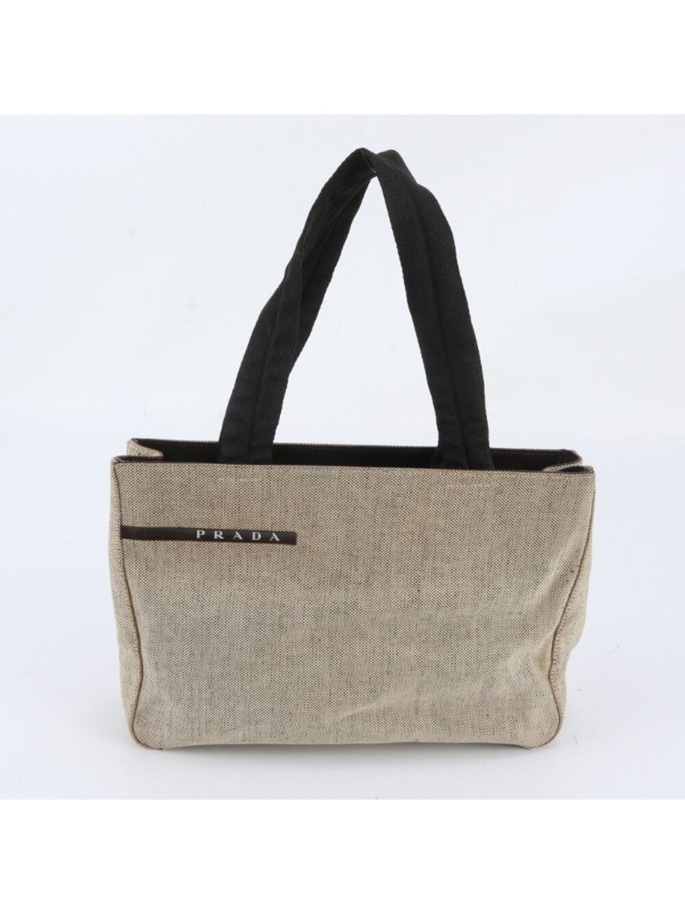 Prada Leather Canvas Tote Bag Shoulder